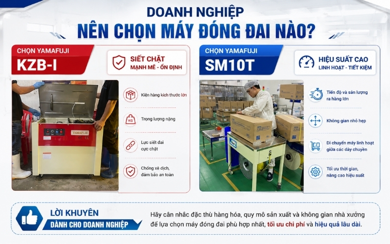 Doanh nghiệp nên chọn máy đóng đai nào