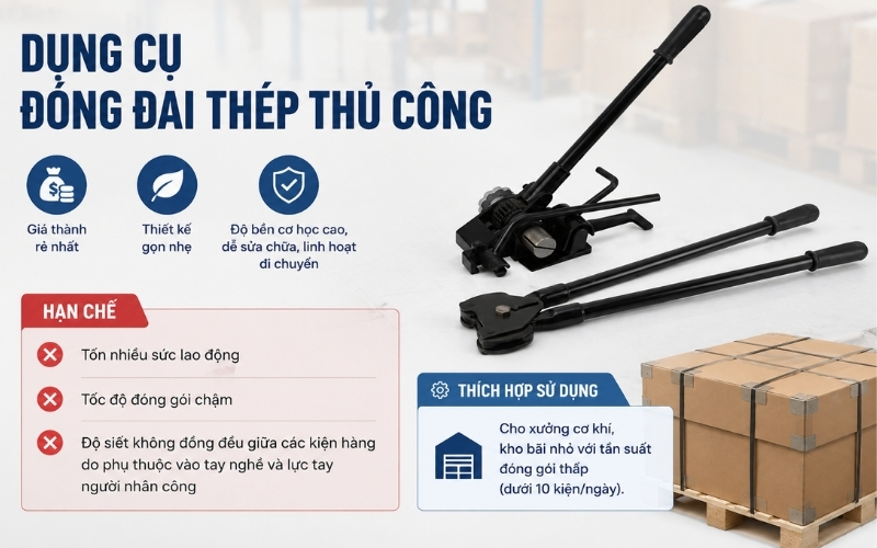 Dụng cụ đóng đai thép thủ công