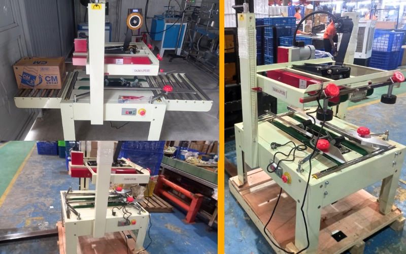 Bàn giao và test máy dán thùng cho khách