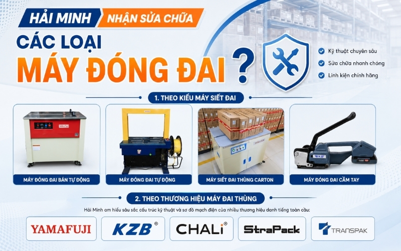 Hải Minh nhận sửa chữa các loại máy đóng đai nào