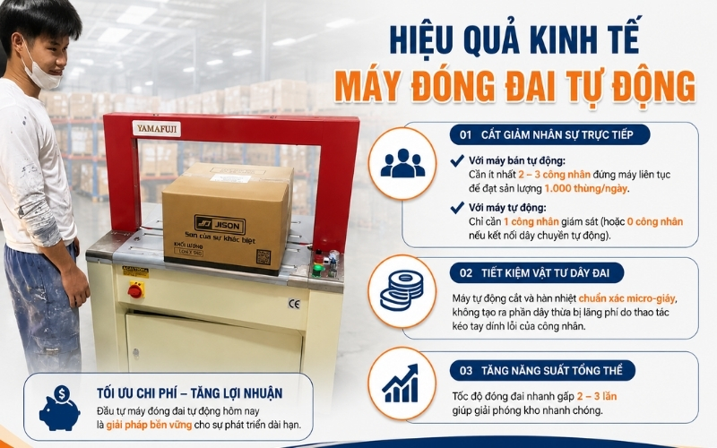 Hiệu quả kinh tế máy đóng đai tự động