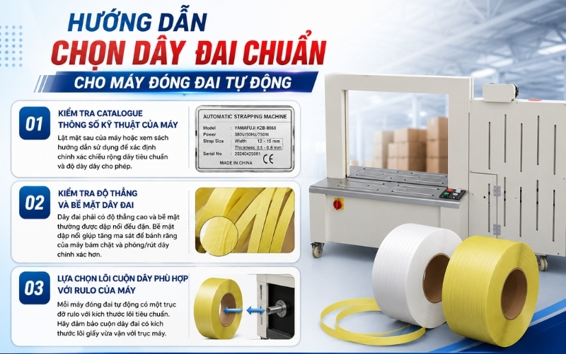 Hướng dẫn chọn dây đai chuẩn cho máy đóng đai tự động