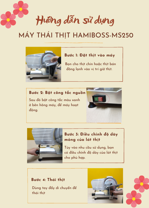 Hướng dẫn sử dụng Máy thái thịt Hamiboss-MS250