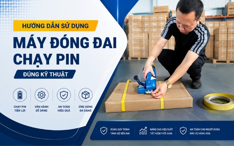 Hướng dẫn sử dụng máy đóng đai chạy pin đúng kỹ thuật