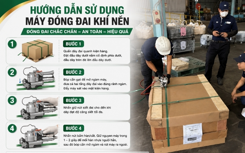 Hướng dẫn sử dụng máy đóng đai khí nén
