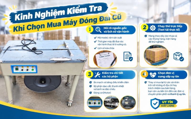 Kinh nghiệm kiểm tra khi chọn mua máy đóng đai cũ