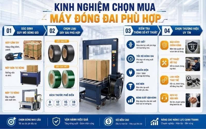 Kinh nghiệm lựa chọn máy đóng đây đai phù hợp