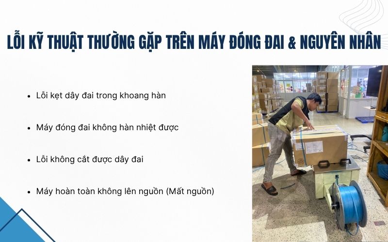 Lỗi kỹ thuật thường gặp trên máy đóng đai & nguyên nhân 