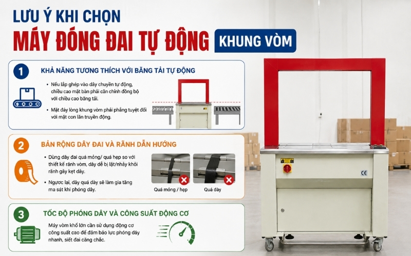 Lưu ý khi chọn máy đóng đai tự động khung vòm