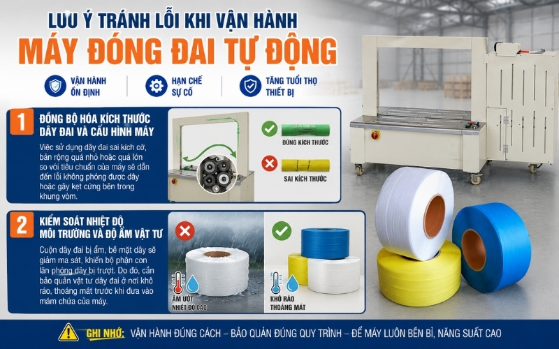 Lưu ý tránh lỗi khi vận hành máy đóng đai tự động
