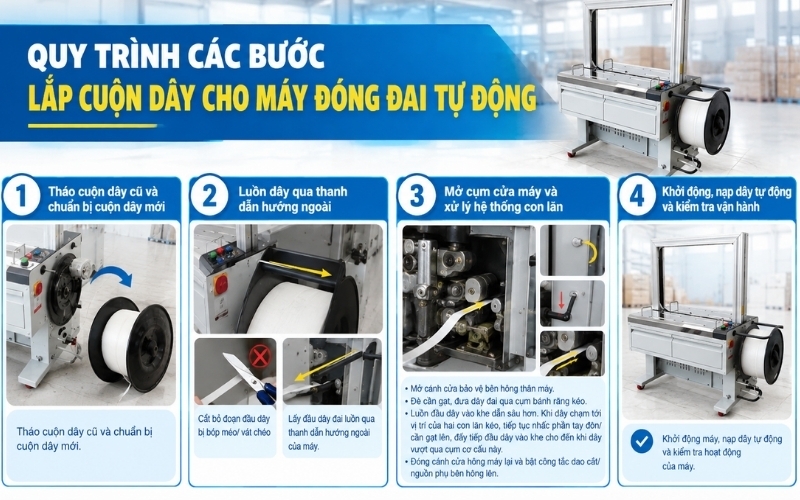 Lưu ý vận hành máy đóng đai tự động bền bỉ, không lỗi