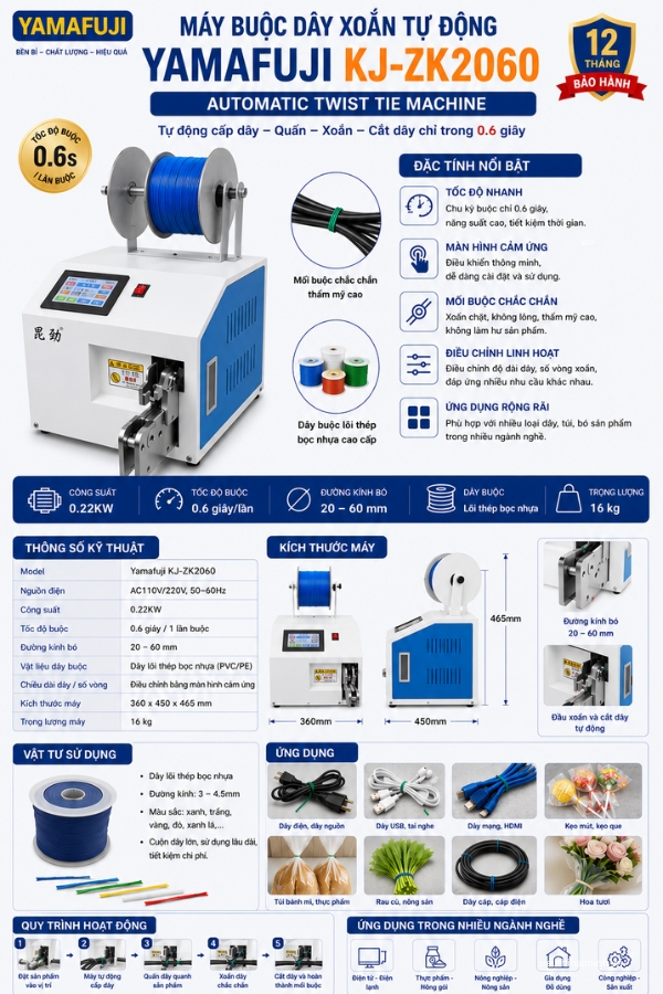 Máy buộc dây xoắn tự động Yamafuji KJ-ZK2060