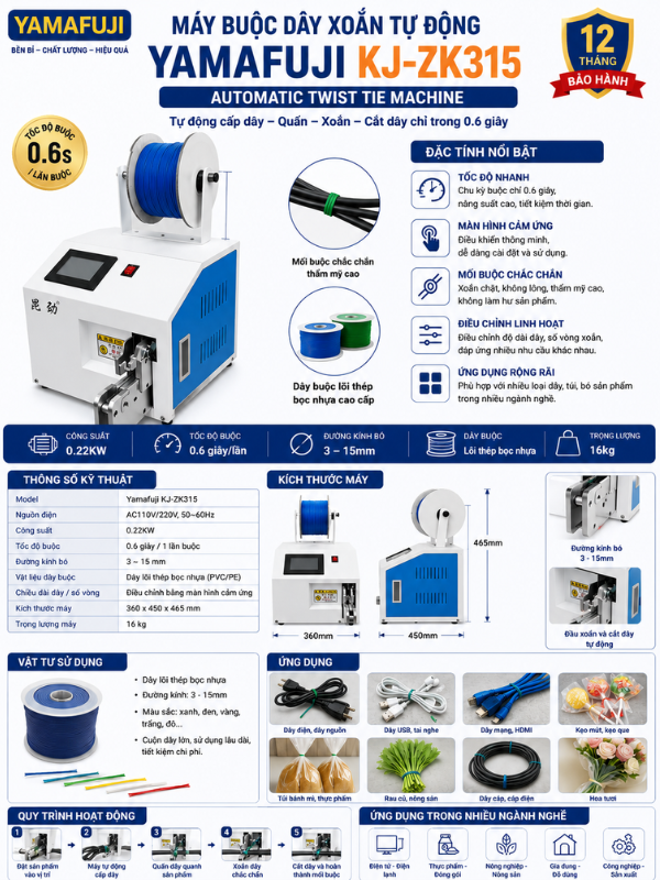 Máy buộc dây xoắn tự động Yamafuji KJ-ZK315