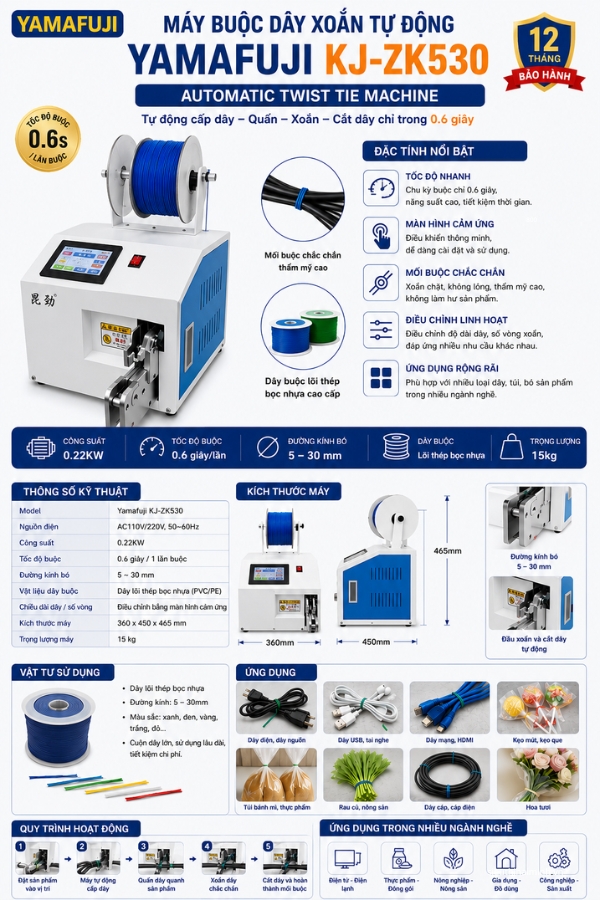 Máy buộc dây xoắn tự động Yamafuji KJ-ZK530