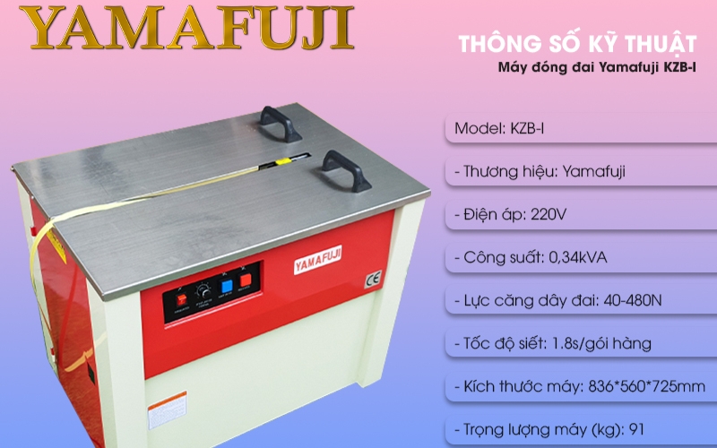 Thông số kỹ thuật của máy đóng đai thùng Yamafuji KZB-I