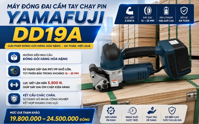 Máy đóng đai cầm tay chạy pin Yamafuji DD19A