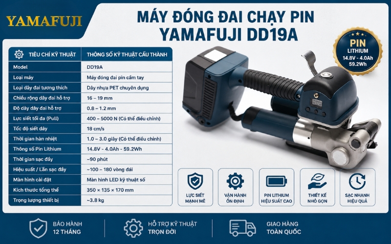Máy đóng đai chạy pin Yamafuji DD19A