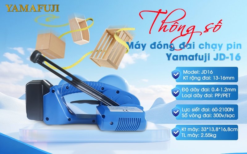 Thông số kỹ thuật của máy đóng đai chạy pin Yamafuji JDH-16