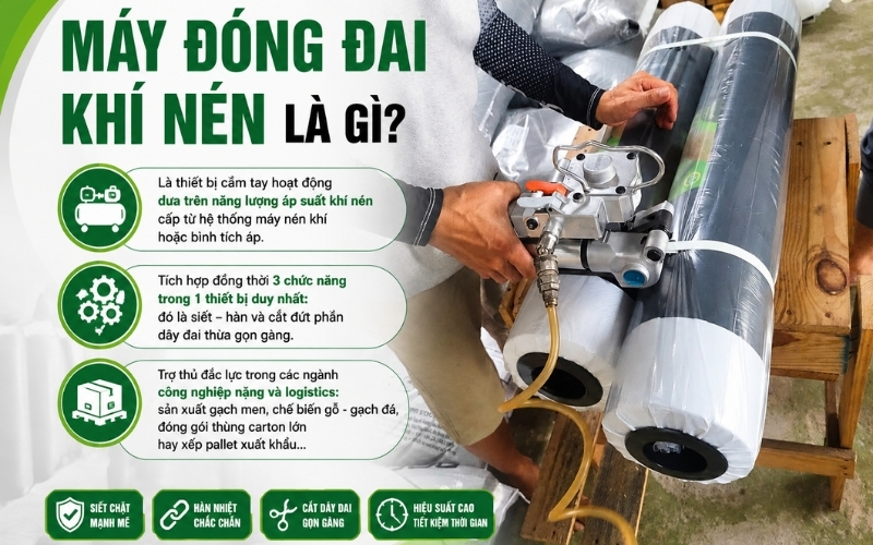 Máy đóng đai khí nén là gì