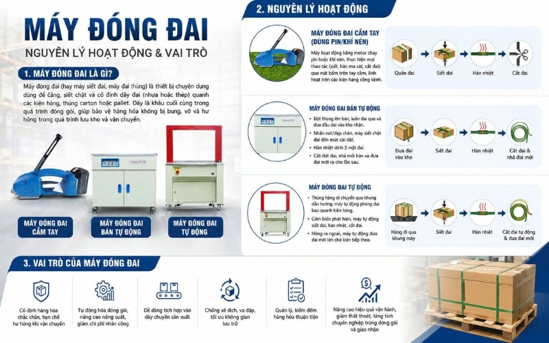 Máy đóng đai là gì_ Nguyên lý vận hành thiết bị