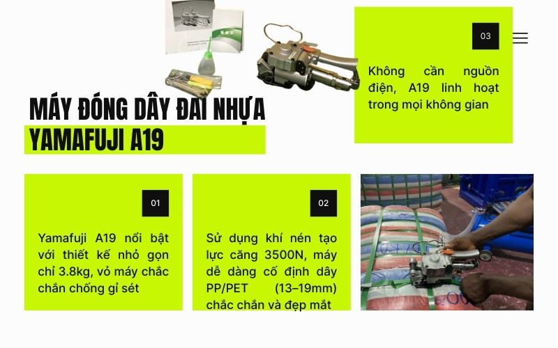 Máy đóng dây đai nhựa Yamafuji A19 dưới 6 triệu