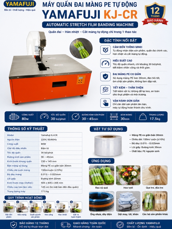 Máy quấn đai màng PE Yamafuji KJ-CR
