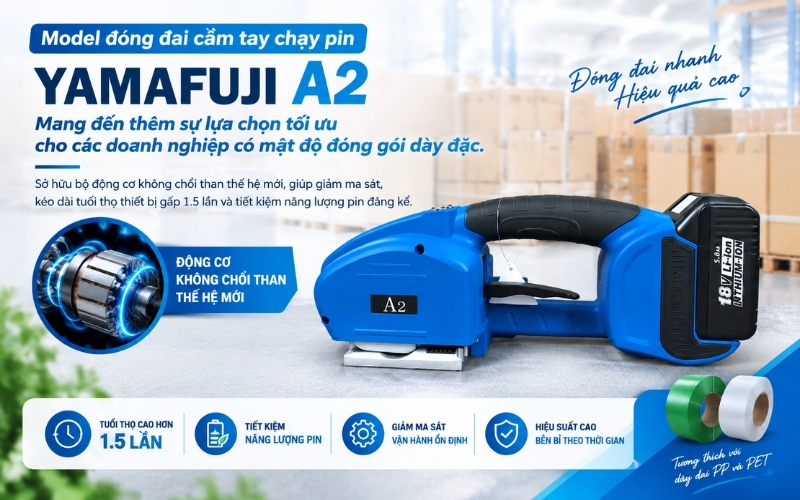 Model đóng đai cầm tay chạy pin Yamafuji A2
