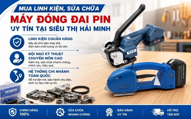 Mua linh kiện và sửa chữa máy đóng đai pin ở đâu uy tín