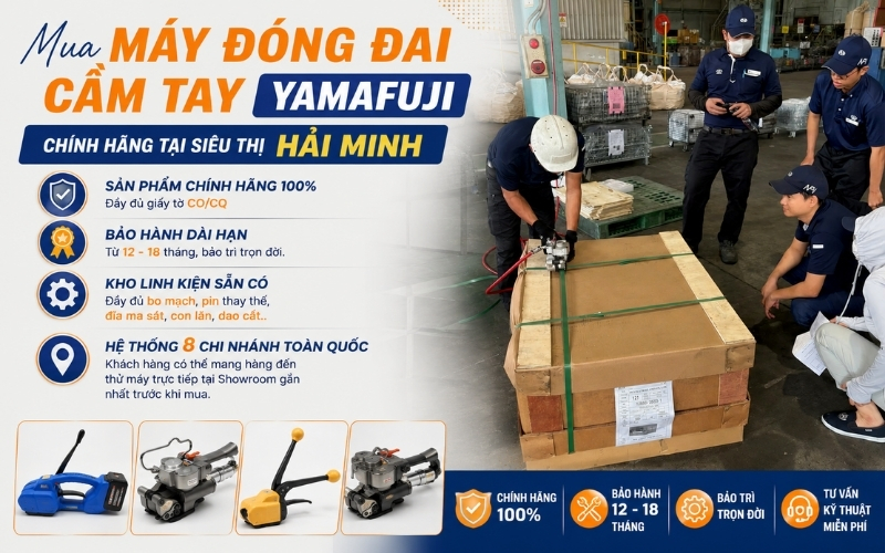 Mua máy đóng đai cầm tay Yamafuji chính hãng tại siêu thị Hải Minh