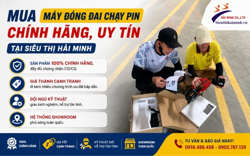Mua máy đóng đai chạy pin chính hãng, uy tín ở đâu