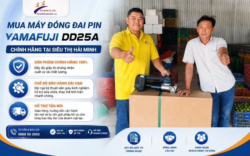 Mua máy đóng đai pin Yamafuji DD25A chính hãng tại siêu thị Hải Minh