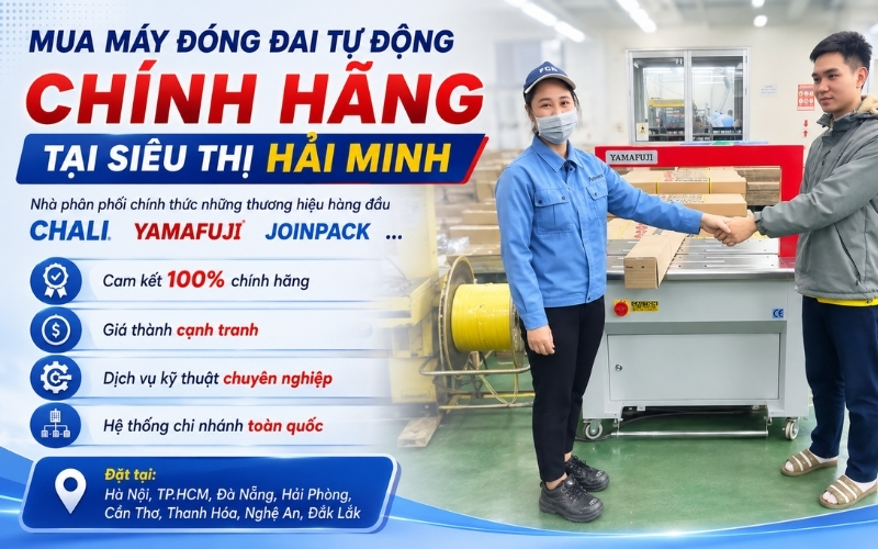 Mua máy đóng đai tự động chính hãng tại Siêu Thị Hải Minh