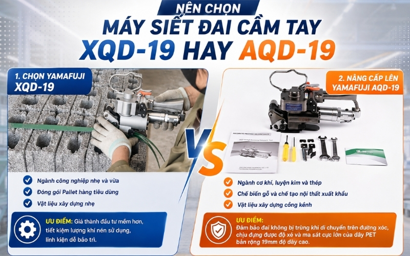 Nên chọn máy siết đai cầm tay XQD-19 hay AQD-19
