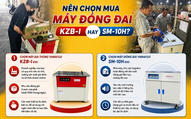 Nên chọn mua máy đóng đai KZB-I Hay SM-10H