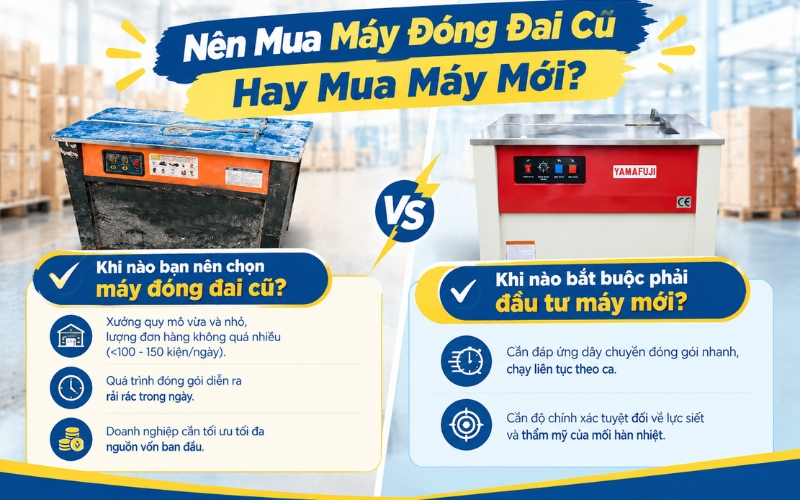 Nên mua máy đóng đai cũ hay mua máy mới