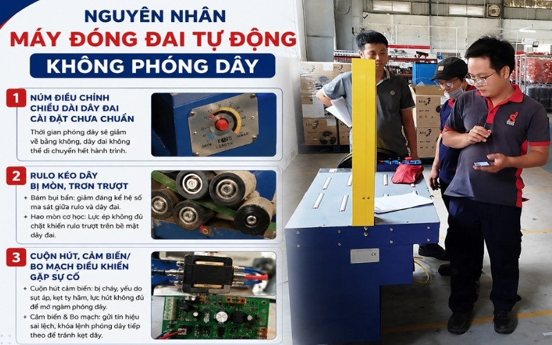 Nguyên nhân máy đóng đai tự động không phóng dây