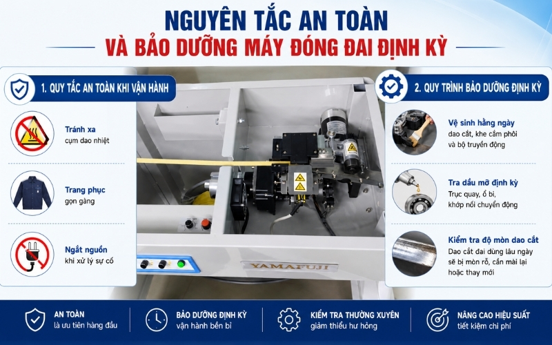 Nguyên tắc an toàn và bảo dưỡng máy đóng đai định kỳ