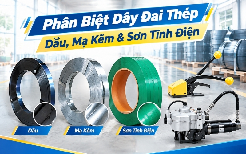 Phân Biệt Dây Đai Thép Dầu, Mạ Kẽm & Sơn Tĩnh Điện