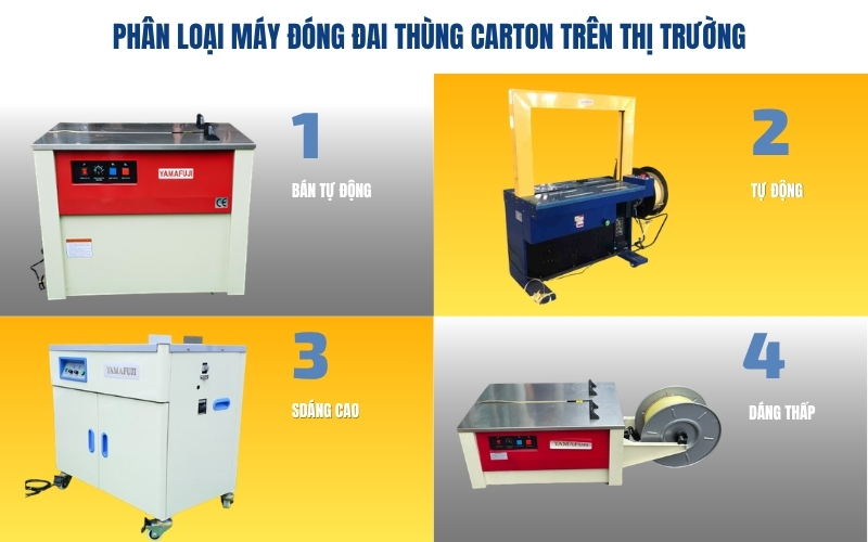 Phân loại máy đóng đai thùng carton trên thị trường