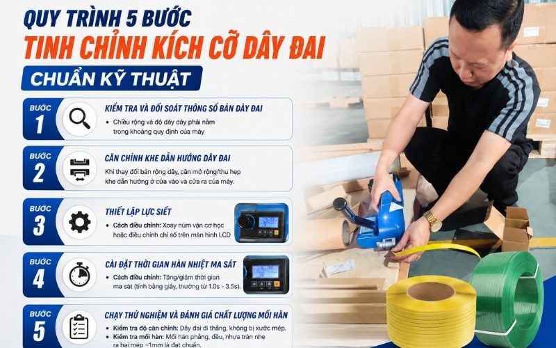 Quy trình 5 bước tinh chỉnh kích cỡ dây đai chuẩn kỹ thuật