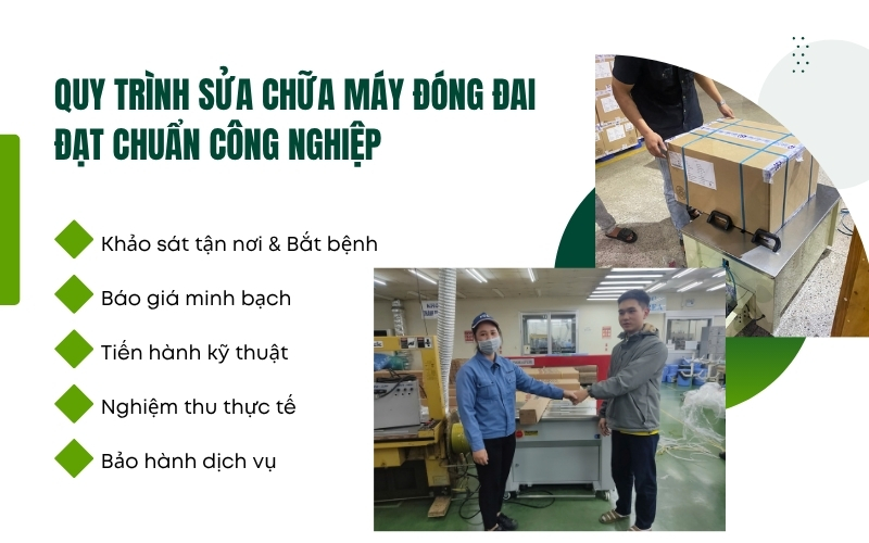 Quy trình sửa chữa máy đóng đai đạt chuẩn công nghiệp