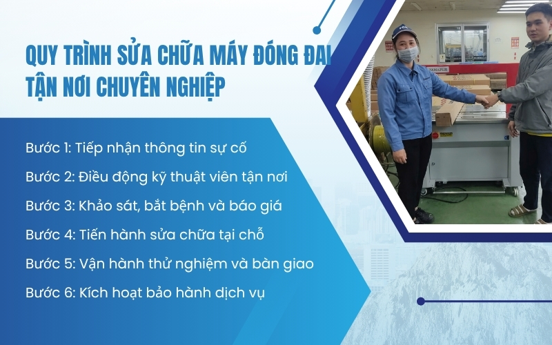 Quy trình sửa chữa máy đóng đai tận nơi chuyên nghiệp
