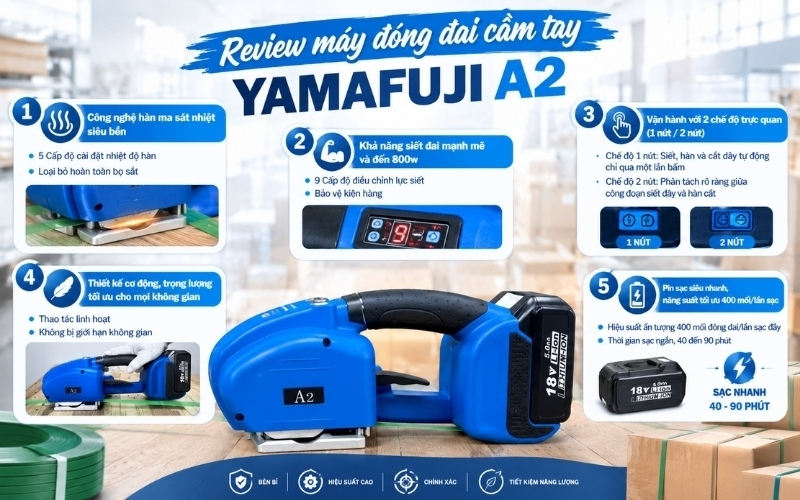 Review máy đóng đai cầm tay Yamafuji A2