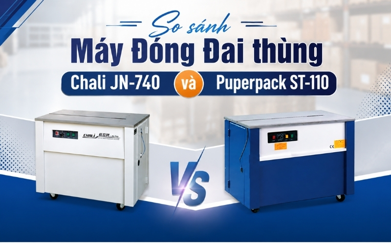 So sánh Máy Đóng Đai thùng Chali JN-740 và Puperpack ST-110