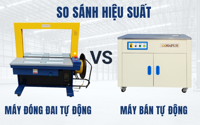 So sánh hiệu suất máy đóng đai tự động và bán tự động