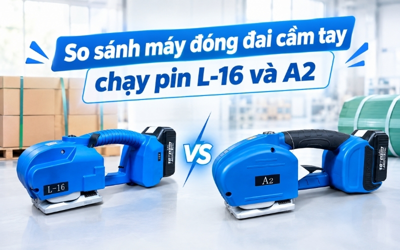 So sánh máy đóng đai cầm tay chạy pin L-16 và A2