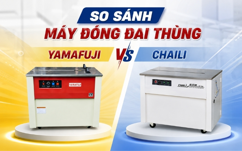 So sánh máy đóng đai thùng Yamafuji và Chaili