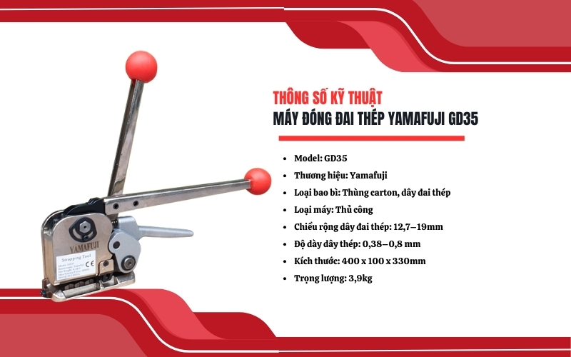 Thông số kỹ thuật của Máy đóng đai thép Yamafuji GD35