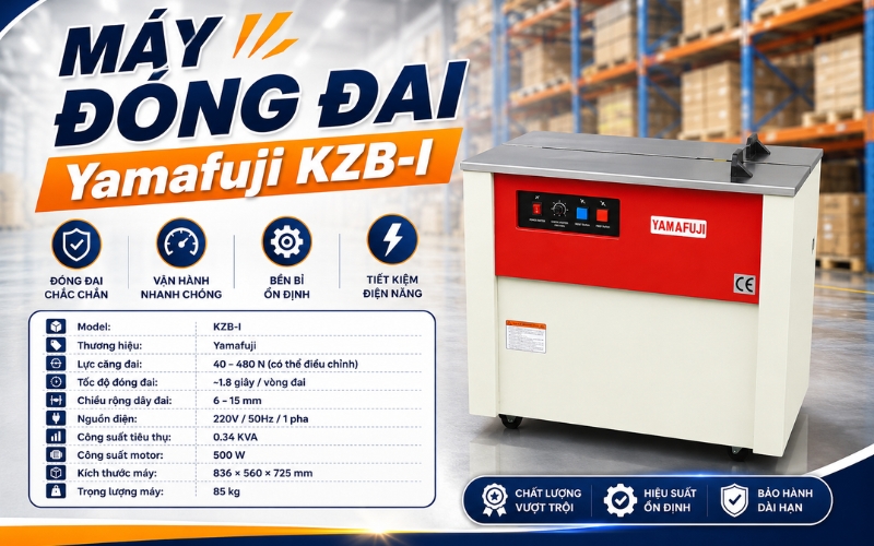 Thông số kỹ thuật của máy đóng đai thùng Yamafuji KZB-I