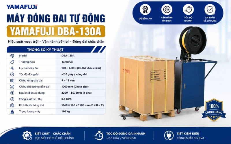Thông số máy đóng đai tự động Yamafuji DBA-130A